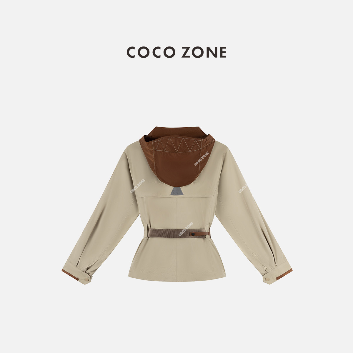 COCO ZONE 刘11春季复古撞色拼接连帽外套百搭长袖女休闲上衣,淘宝优惠券,粉丝福利购,淘宝优惠卷