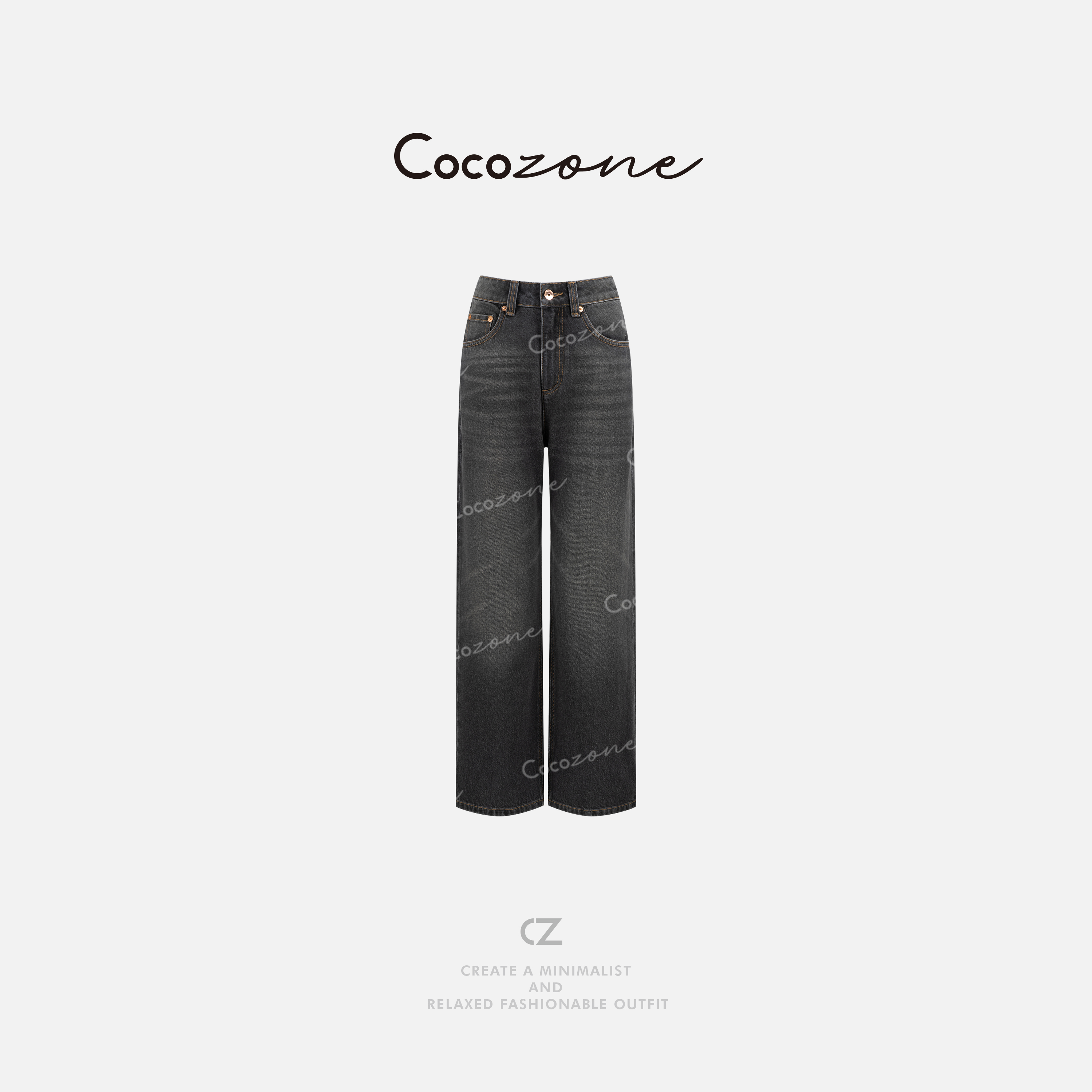 COCO ZONE 刘11【100棉】美式喷马骝直筒牛仔裤 CD1A1352 - 图3