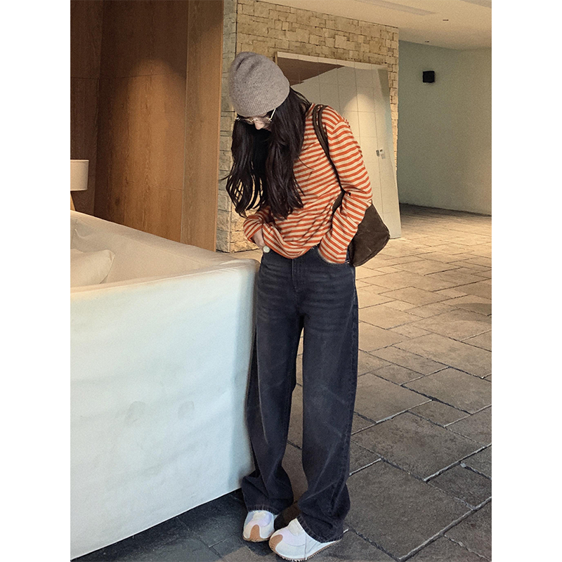 COCO ZONE 刘11【100棉】美式喷马骝直筒牛仔裤 CD1A1352 - 图1