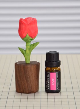 小王子的玫瑰花永生花手工木雕桌面摆件电脑公桌装饰中秋节礼物