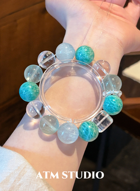 天然绿萤石水晶多宝高颜值手串