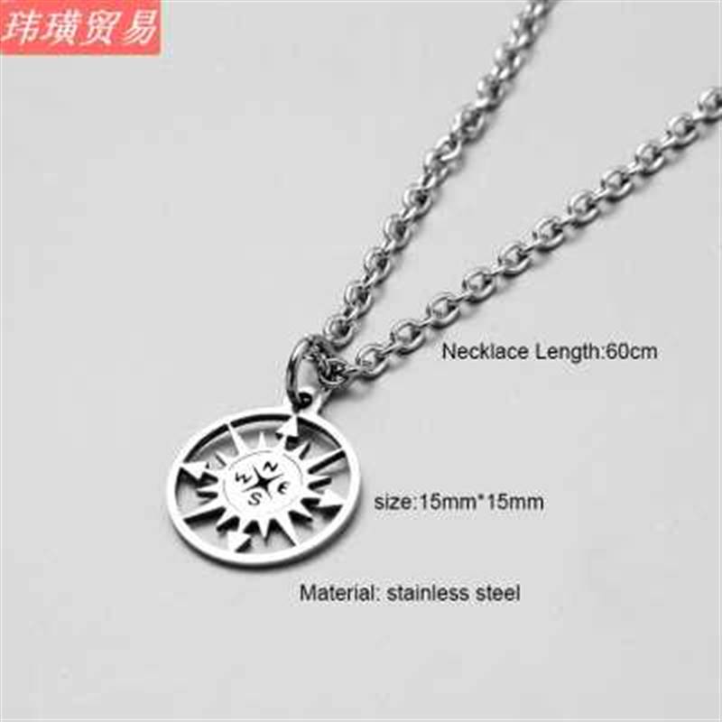 网红Boussole collier hommes acier inoxydable collier pour le-图0