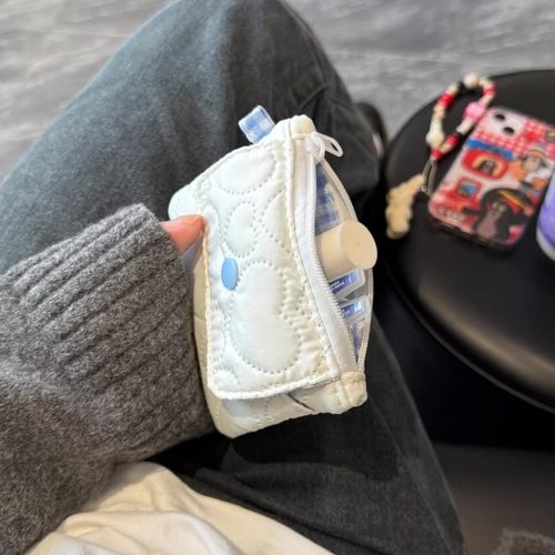 新款ins拉链卡包化妆包多功能纽扣零钱包证件杂物便捷收纳耳机包 - 图2