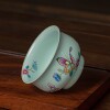 Hand-painted butterflies and flowers Ru Kiln Kung Fu tea cup