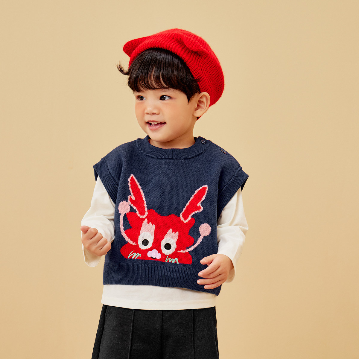 【非遗联名】迷你巴拉巴拉男童女童背心宝宝生肖满月红色儿童马甲,淘宝优惠券,粉丝福利购,淘宝优惠卷