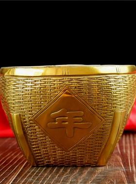 纯铜纹丰盈铜缸家居饰品书桌书房财富饰品开启乔装财富