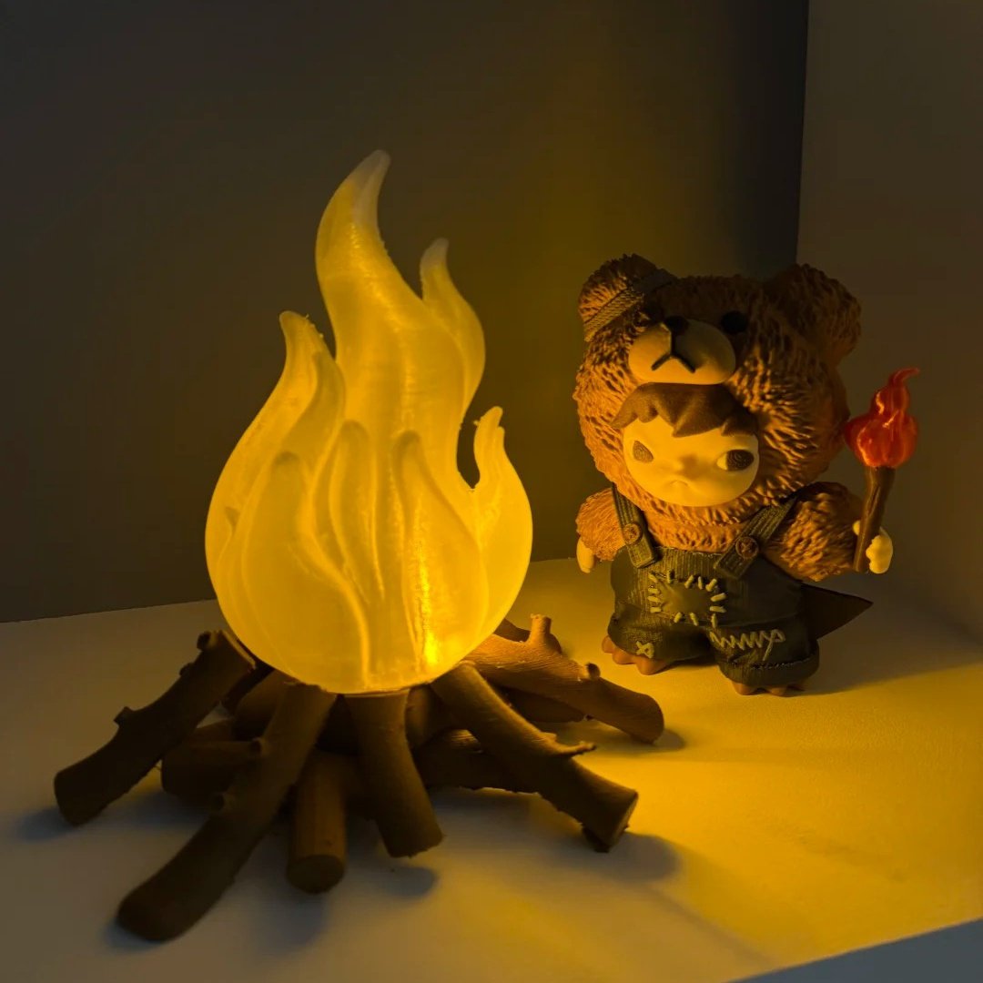 3D打印火柴堆小火苗氛围感小夜灯可变16色充电遥控送男女朋友礼物,淘宝优惠券,粉丝福利购,淘宝优惠卷