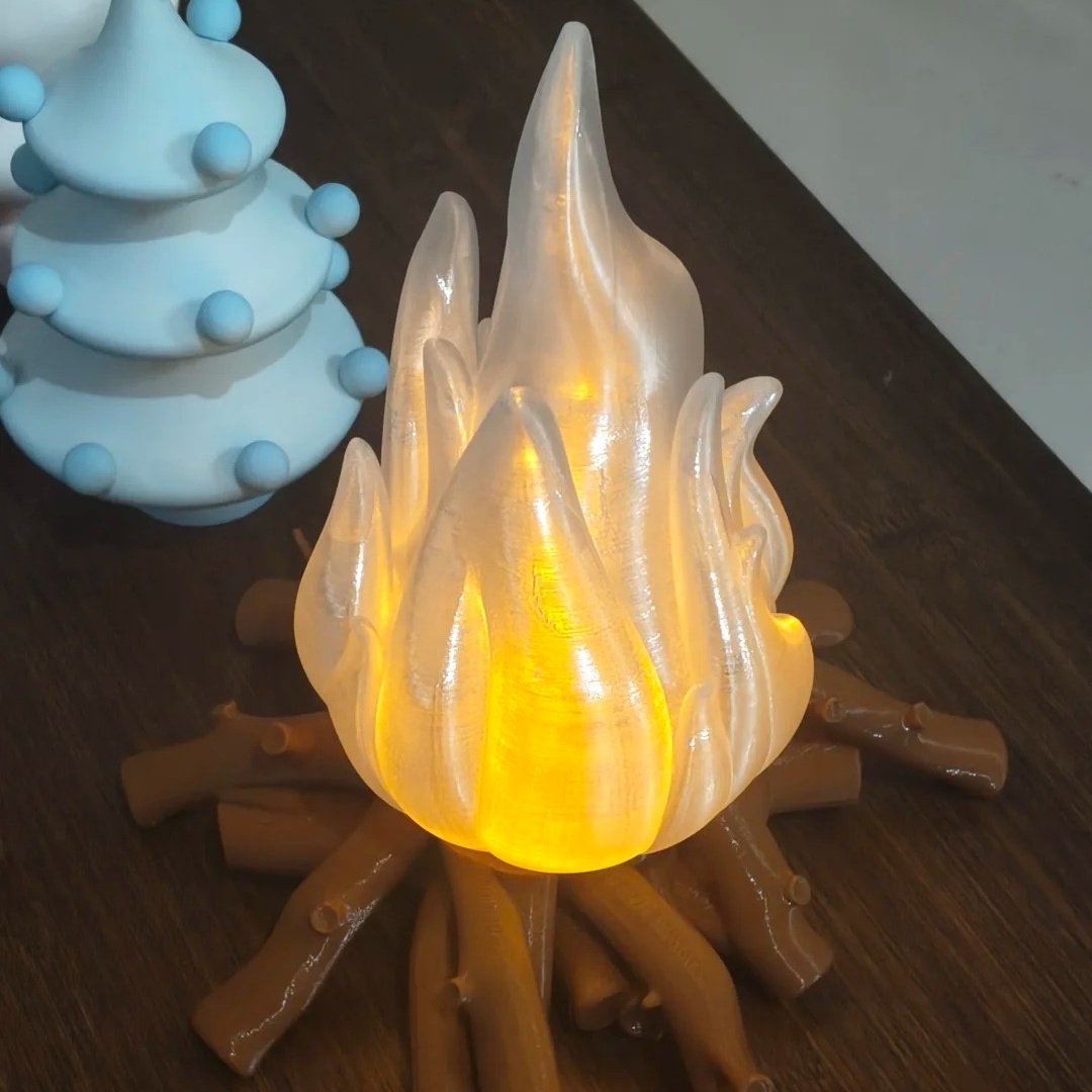 3D打印火柴堆小火苗氛围感小夜灯可变16色充电遥控送男女朋友礼物,淘宝优惠券,粉丝福利购,淘宝优惠卷