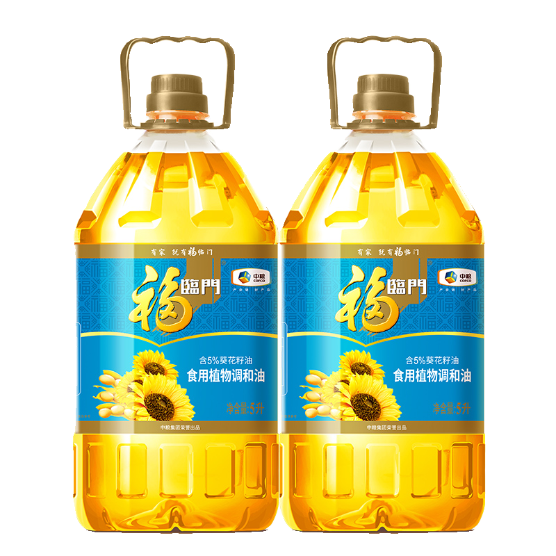 福临门家用健康清淡炒菜葵花籽清香食用植物调和油5L桶中粮出品,淘宝优惠券,粉丝福利购,淘宝优惠卷
