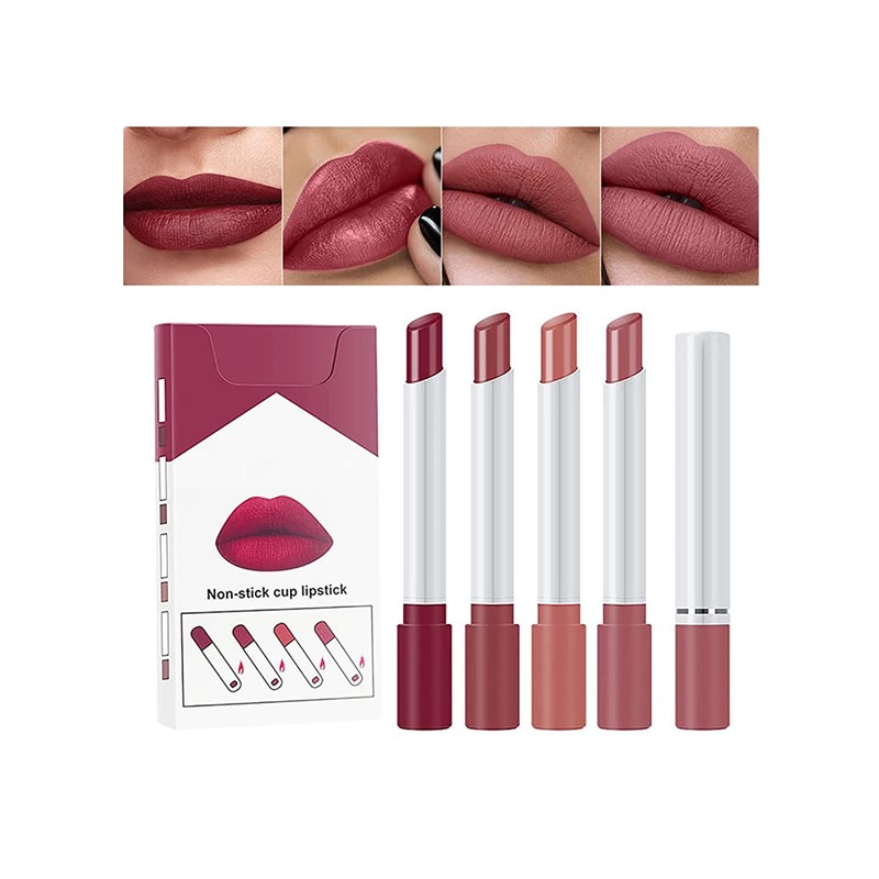 速发4 Sets of Lipsticks, Long Lasting Non-Stick Coloring Lip - 图0