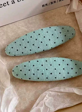 薄荷蓝绿色波点刘海夹
