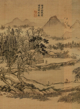 王翚唐人诗意图卷古代书法山水风