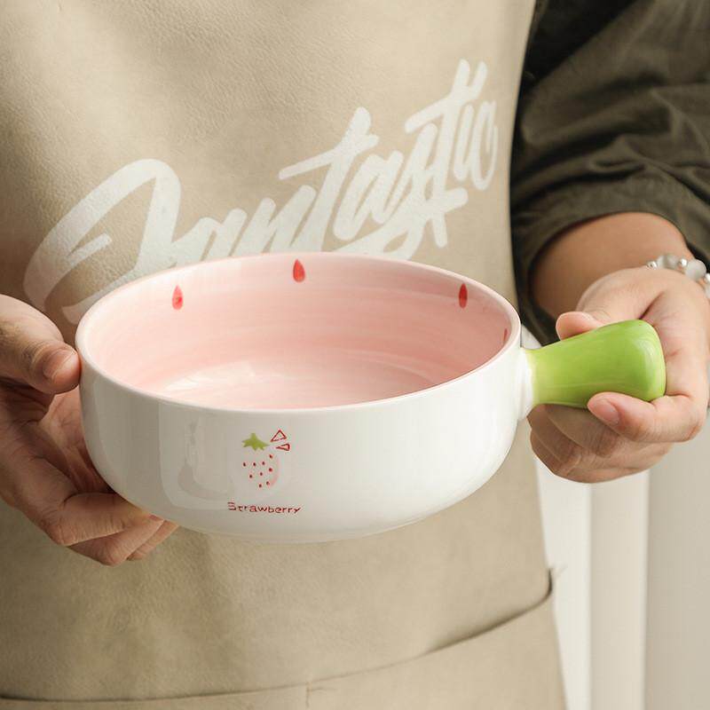 【2个套装】手柄碗盘子家用陶瓷菜盘烤箱牛排西餐盘面饭碗沙拉碗