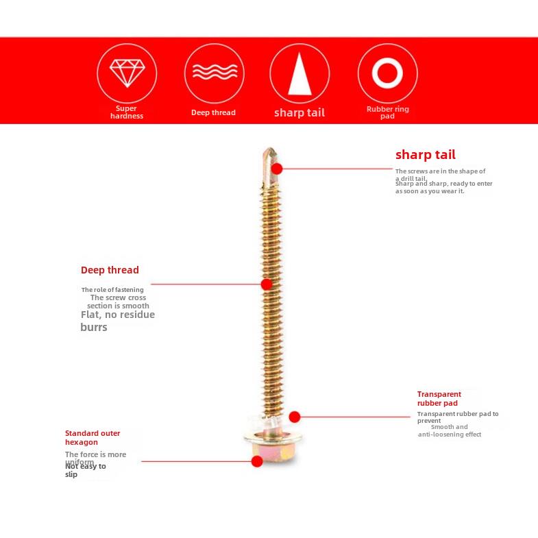 外六角钻尾螺钉，彩钢瓦螺钉，燕尾螺钉，自钻自攻钻尾螺钉4.8mm - 图1