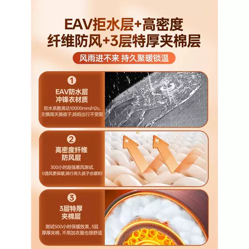 Детский ветрозащитный зимний утепленный водонепроницаемый электромобиль для матери и ребенка, семейный стиль