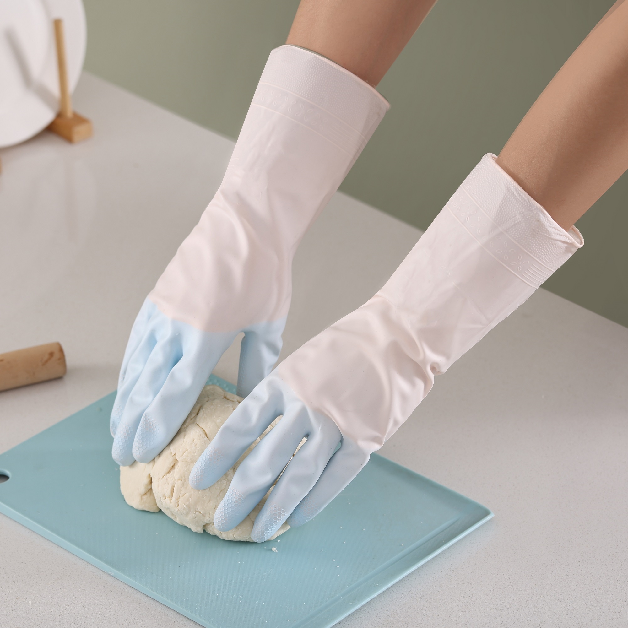 多用途长期使用食品级加长耐磨橡胶手套