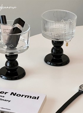 中古风高脚玻璃杯摆件高颜值x饰品收纳碗冰淇淋甜品甜酒杯装饰道