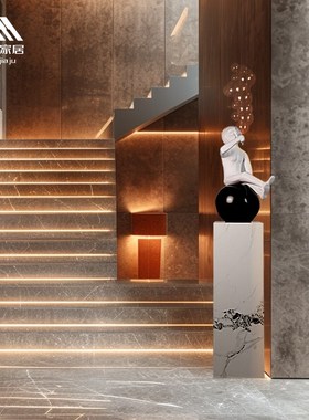 现代抽象吹泡泡人物落地摆件售楼处酒店大堂楼梯间客厅装饰品摆件