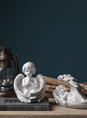 北欧翅膀天使卧室书房儿童房小摆件可爱天使树脂工艺品摆件店铺品