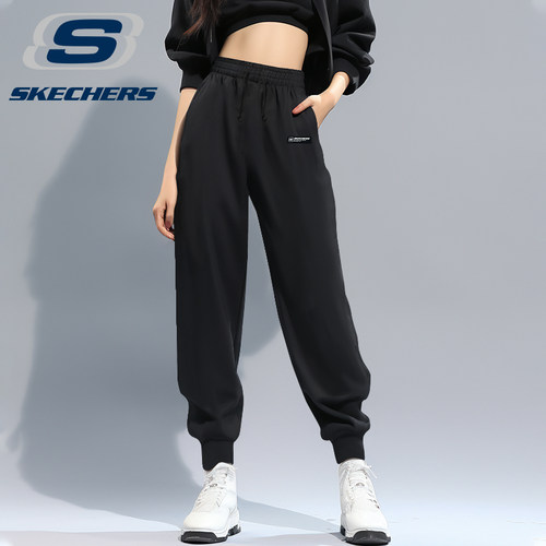 斯凯奇运动裤女款长裤2026春秋新款针织宽松束脚女裤棉质休闲卫裤 - 图1