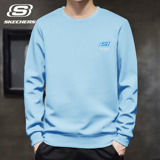 斯凯奇男装圆领卫衣男2025年秋季新款加绒长袖t恤保暖运动服上衣