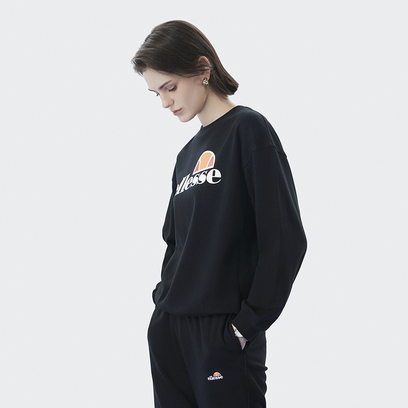 直播秒杀-ellesse小贝壳长袖卫衣女秋冬新款圆领运动休闲套头衫 - 图1