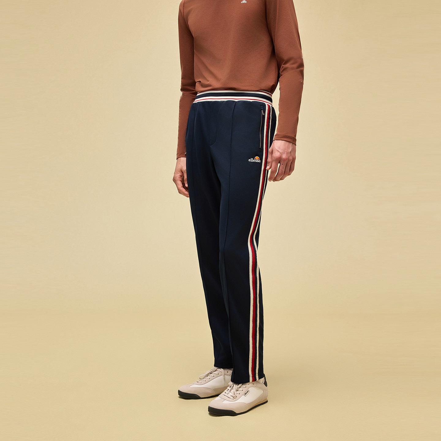 【罗一舟同款】ellesse小贝壳25秋冬新品复古条纹撞色针织长裤男,淘宝优惠券,粉丝福利购,淘宝优惠卷