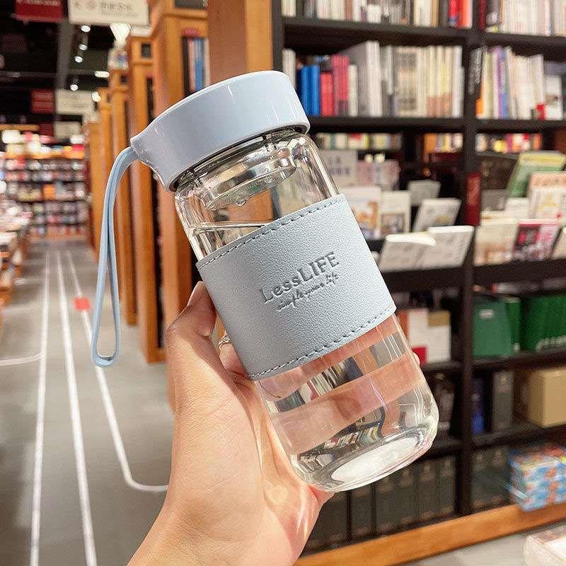 韩版简约泡茶玻璃杯便携带茶隔杯子小清新可爱少女心防烫ins水杯-图1
