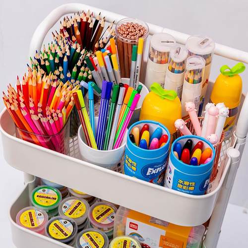 书桌收纳置物架桌面绘画文具整理神器家用多层书架儿童绘本收纳柜 - 图1