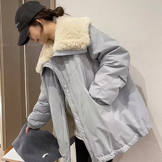 Chinese new year shirt plus velvet large lapel down jacket fashionable versatile loose down jacket xyl chest 128 length 74