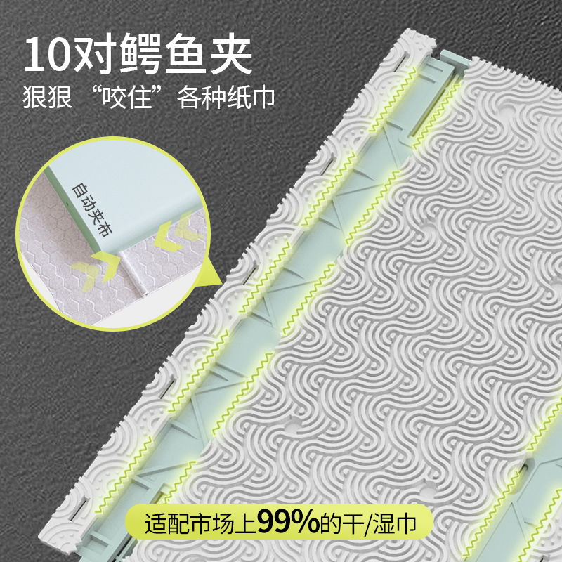 大嘴鲸自动换纸夹布拖把一次性懒人厨房除油污二次利用洗脸巾拖布-图0