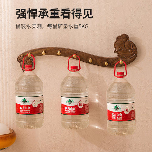 入户挂衣钩新中式实木壁挂墙上进门玄关挂衣架免打孔如意衣帽挂钩 - 图2