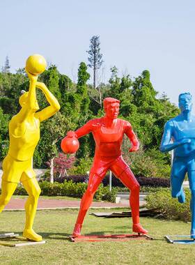 运动剪影人林玻小区TB628708楼盘景观摆件户外璃钢自行车园跑骑步