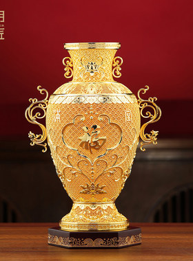 大明铜匠金玉满堂花丝花瓶摆件客厅办公室装饰品乔迁新居开业礼品