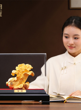 大明铜匠绒沙金白菜摆件招财百财发财玄关装饰品开业乔迁新居礼品