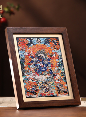大明铜匠六臂大黑天铜雕画摆件唐卡装饰画供奉画像茶室玄关办公室