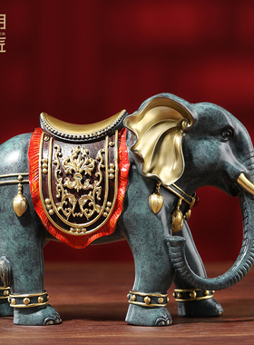 大明铜匠铜大象摆件吸水一对招财装饰办公室客厅玄关乔迁新居礼品