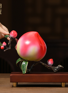 大明铜匠铜寿桃摆件寿星寿礼老人生日礼物祝寿客厅玄关送长辈礼品