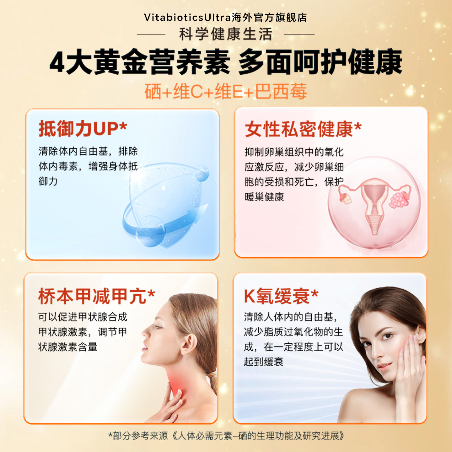 vitabiotics英国补硒片桥本脖子甲状硒元素女性晒片非麦芽硒进口