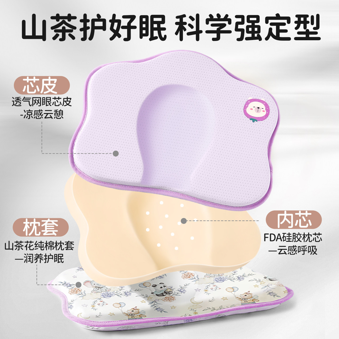 ipoosi婴儿定型枕头0到6个月-1岁宝宝新生儿纠正头型矫正防偏头型