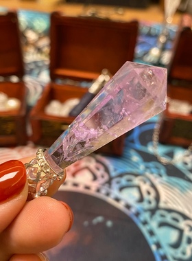 鱼籽铺天然水晶项链摆子吊坠入门套装白紫粉茶黄水晶黑曜石送教程