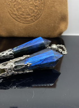 月光石灵摆吊坠天然拉长石复古项链套装招财石情侣挂件民族风饰品