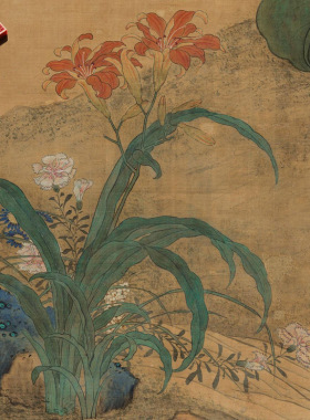 明代文俶秋花蛱蝶图画高清艺术微