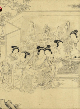 仇英乞巧图卷传统人物画白描国画