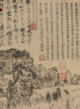 明冷谦白岳图山水国画高清真迹微