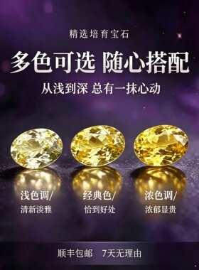 培育黄蓝宝+裸石+镶嵌加工