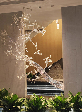 仿真透明售楼处迎客松摆件