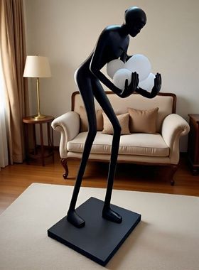 2025新款北欧人形艺术雕塑落地灯家居展厅橱窗艺术品大型装饰摆件
