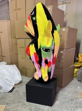 网红马头雕塑壁灯别墅酒店大堂室内玄关北欧装饰工艺品摆件落地灯