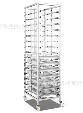 不锈钢16/32移动式烤盘架 商用面包房饼盘架烘焙蛋糕冷却架台车架